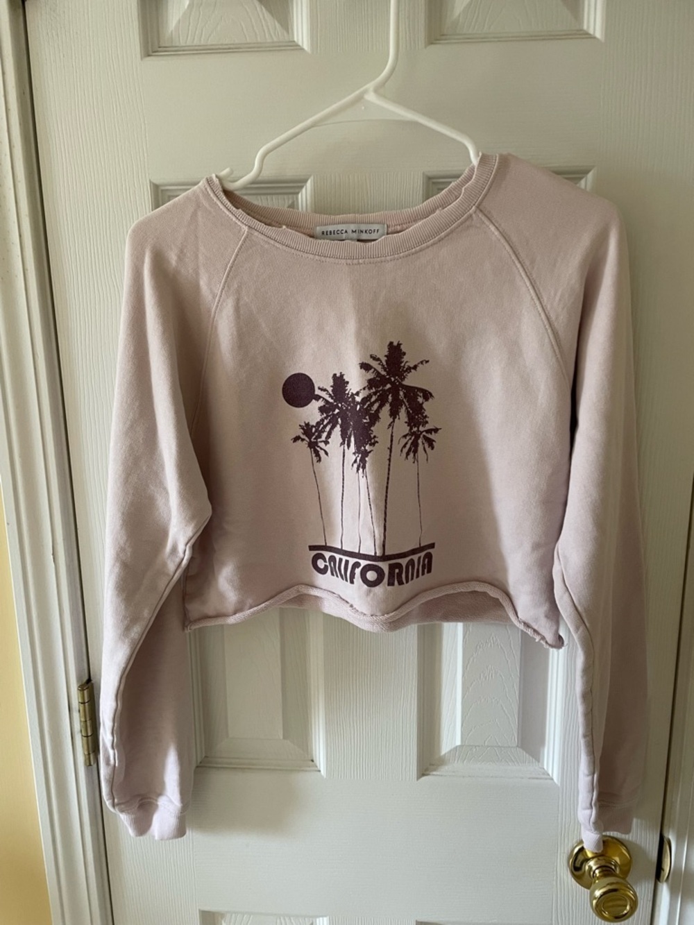 Rebecca Minkoff Pink California Graphic Cropped Sweatshirt Size S